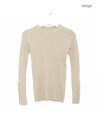 Gold button cuff slim knit
