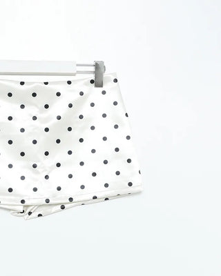Polka dot satin mini skirt