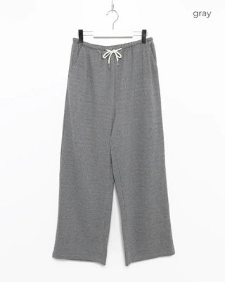 Rib-knit wide-leg easy pants
