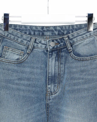 Washed wide-leg denim