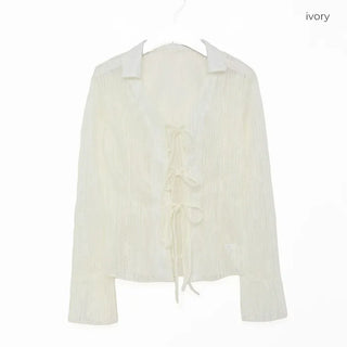 Lace sheer color cardigan
