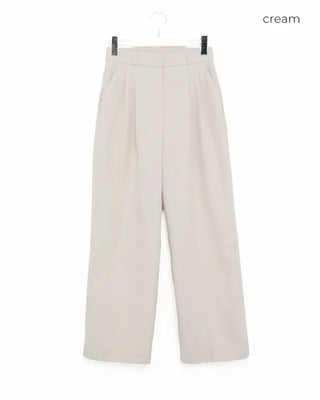 High-waisted banding pintuck slacks