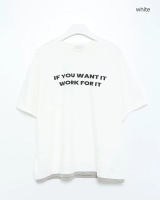 Lettering Layered Hem Half T-Shirt