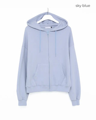 Washed Hooded Zip-Up