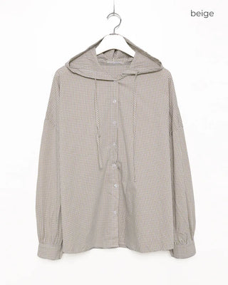 Checked hoodie shirt