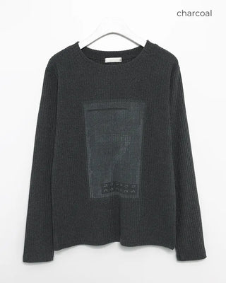 2-Way Neck 7 Illustration Ribbed Long T-Shirt