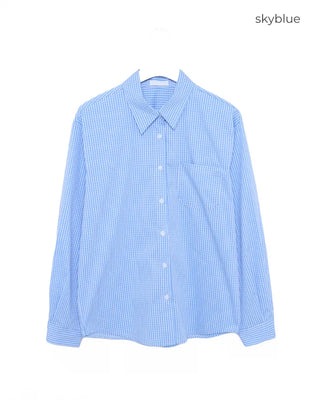 One-pocket gingham check shirt