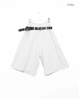 Belted wide sweat Bermuda shorts