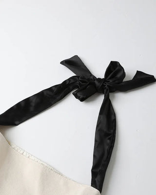 Black Ribbon String Point Cotton Bag