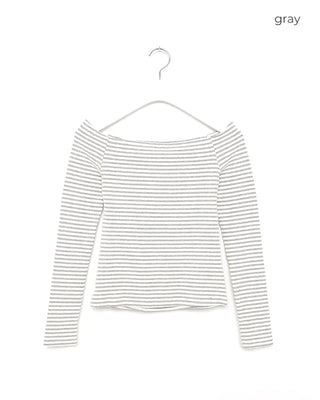 Striped off-shoulder t-shirt