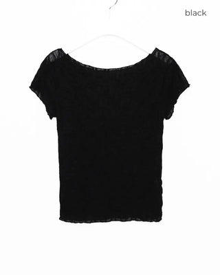 Lace sheer short-sleeved T-shirt
