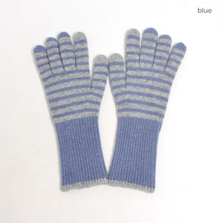 Striped long gloves
