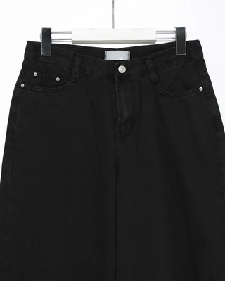 Coin pocket straight black cotton pants