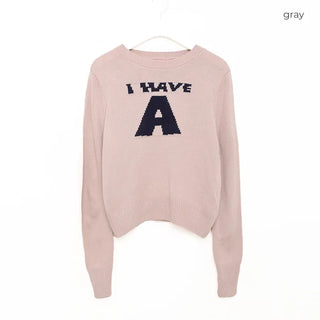 (Unisex) Jacquard Front Logo Collar Knit