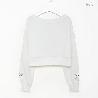 Sleeve Ribbon Off-Shoulder Sweatshirt