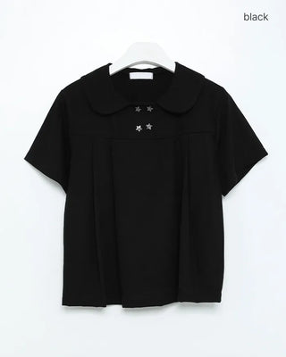 Star Double Button Round Neck Half T-Shirt