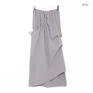 Low-balance pintuck long skirt