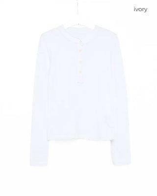 Cut-off Henley neck slim long cutsew