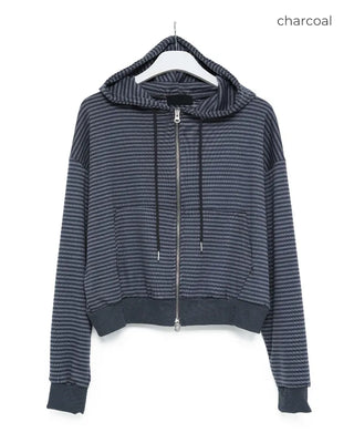 Striped Hooded Zip-Up