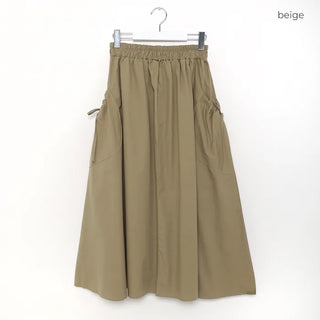 Side pocket gathered flared skirt
