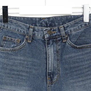 Washed wide denim pants