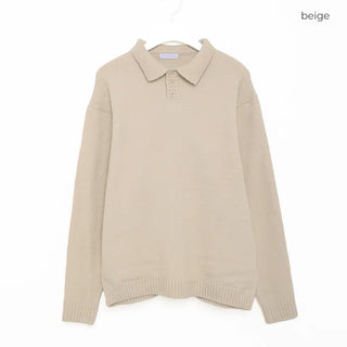 Half-button collar knit