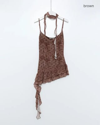 Asymmetrical polka dot camisole