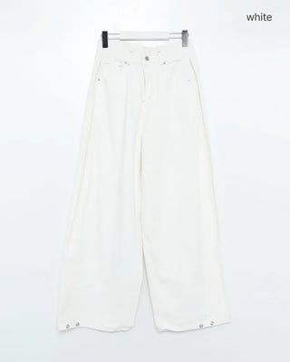 Wide-leg pants with back button detail