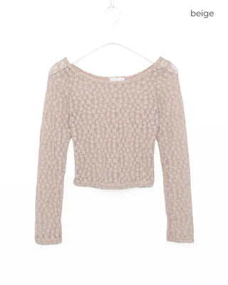 Boat neck floral lace slim top