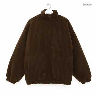 (Unisex) Boa Mock Neck Padded Blouson