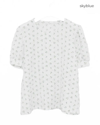 Flower pattern short-sleeved blouse