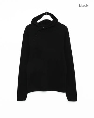 Diagonal Button Waffle Cotton Hoodie