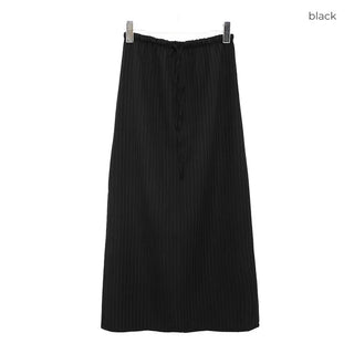 Elastic striped long skirt