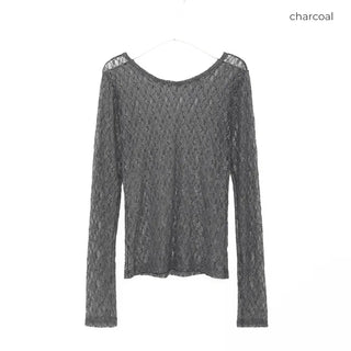 Sheer lace long t-shirt
