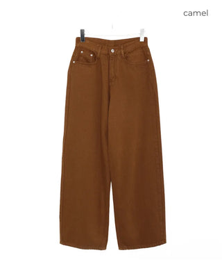 Colored cotton wide-leg pants