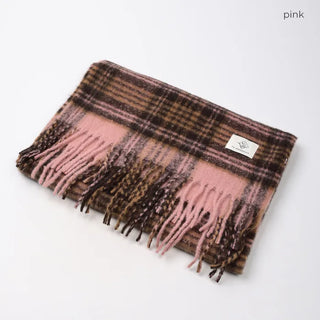 Checkered tassel muffler