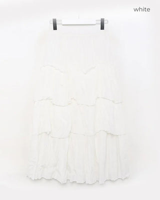 Frilled tiered long skirt
