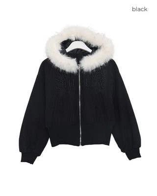 Corduroy Fur Hooded Zip