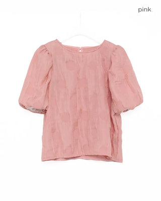 Embossed puff blouse