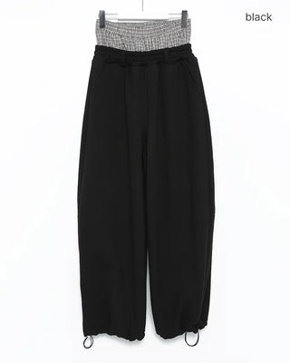 (Unisex) Check Layered Belt Loop Sweatpants