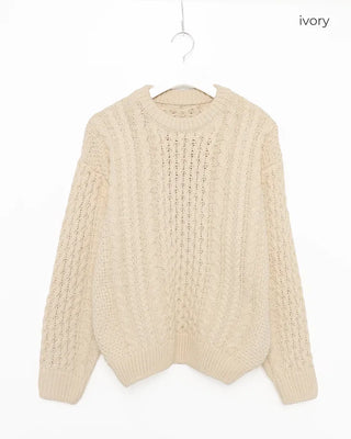 Wool color cable knit