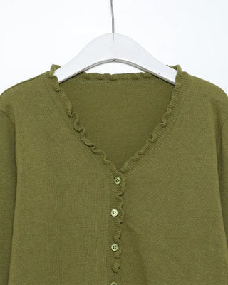 Frill V-neck cardigan