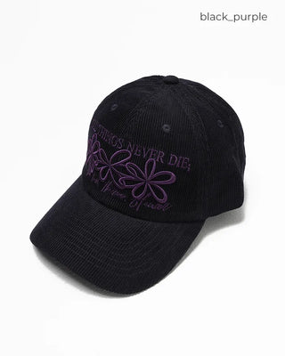 Triple Flower Stitch Corduroy Cap
