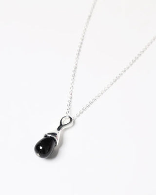 Black Mushroom Charm Long Necklace