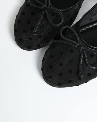Polka Dot See-Through Flat Pumps
