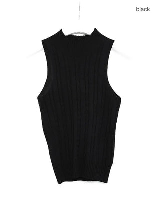 Cable Mock Neck Sleeveless Knit