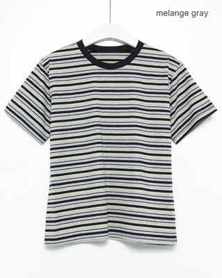Mixed Border Semi-Cropped Half T-Shirt