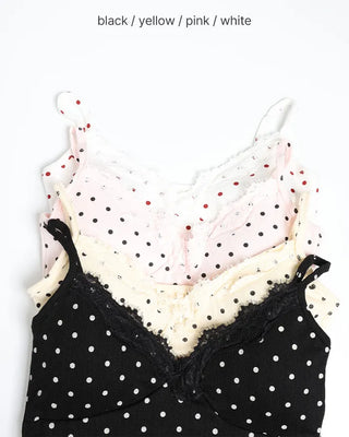 Polka Dot Lace V-Neck Slim Camisole Bra Top