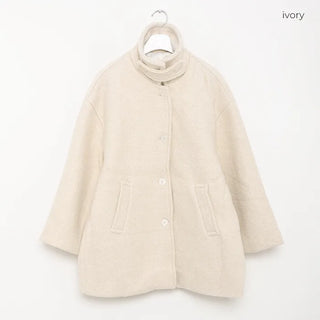 High-neck collar half coat