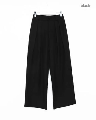 Double-pleated wide-fit slacks